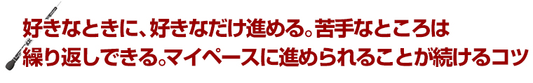 好きなときに、好きなだけ進める。苦手なところは繰り返しできる。マイペースに進められることが続けるコツ。
